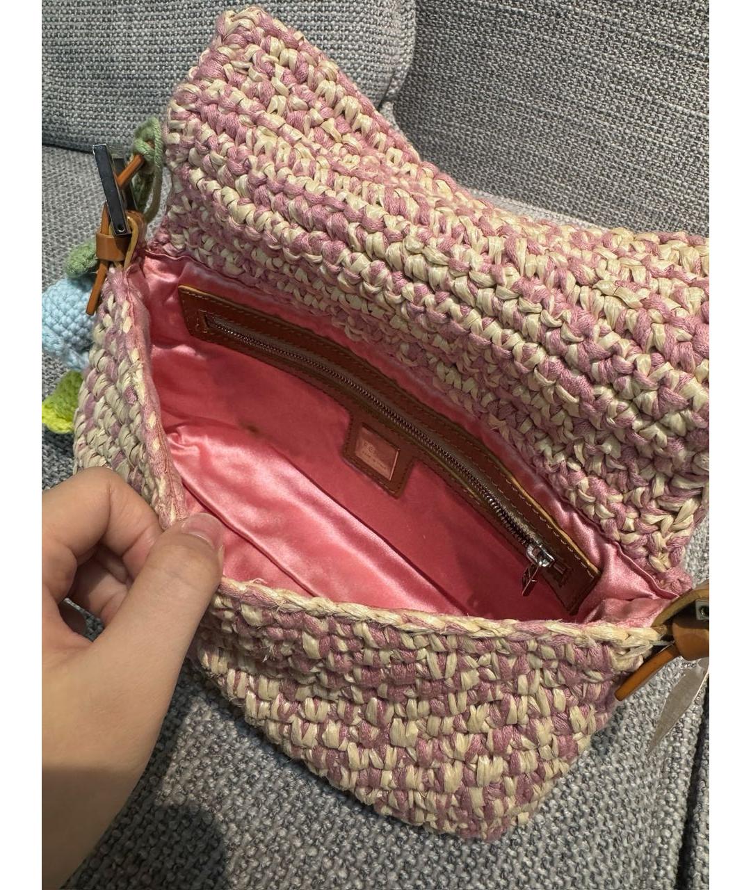 FENDI Розовая пелетеная сумка через плечо, фото 4