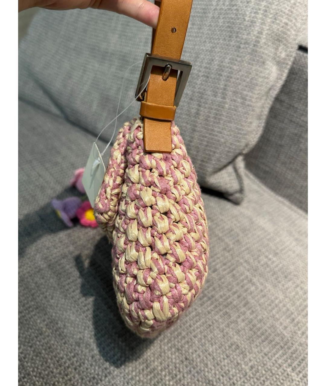 FENDI Розовая пелетеная сумка через плечо, фото 7