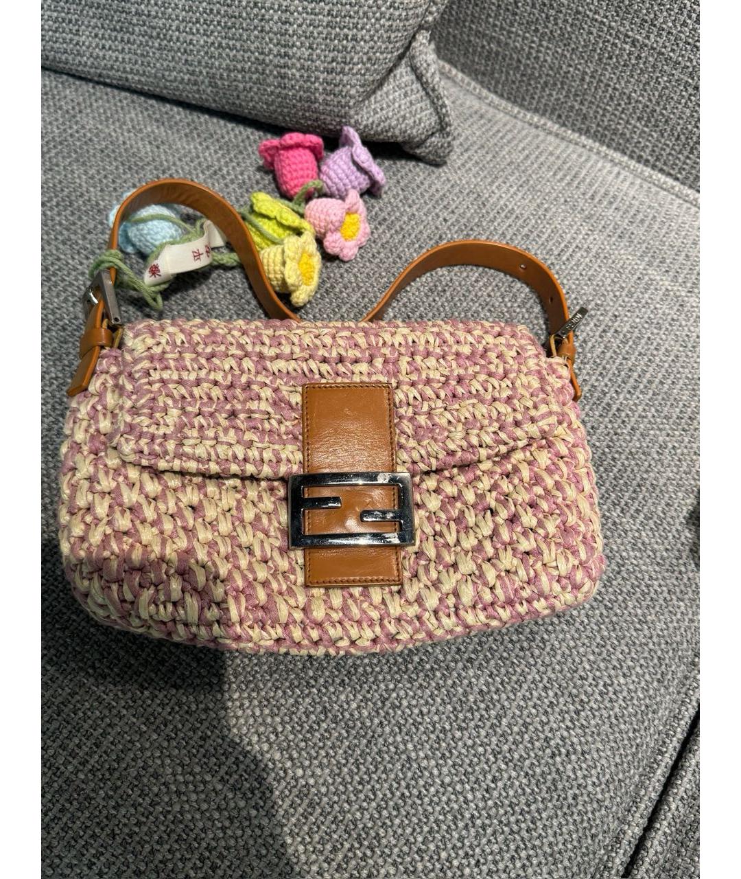FENDI Розовая пелетеная сумка через плечо, фото 2