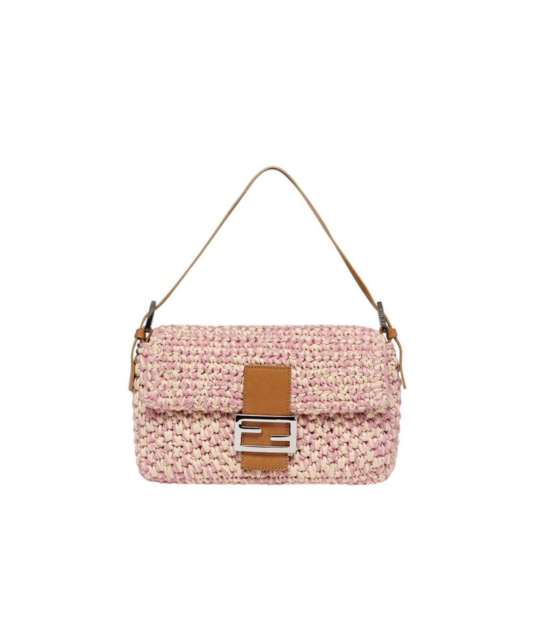 FENDI Розовая пелетеная сумка через плечо, фото 1