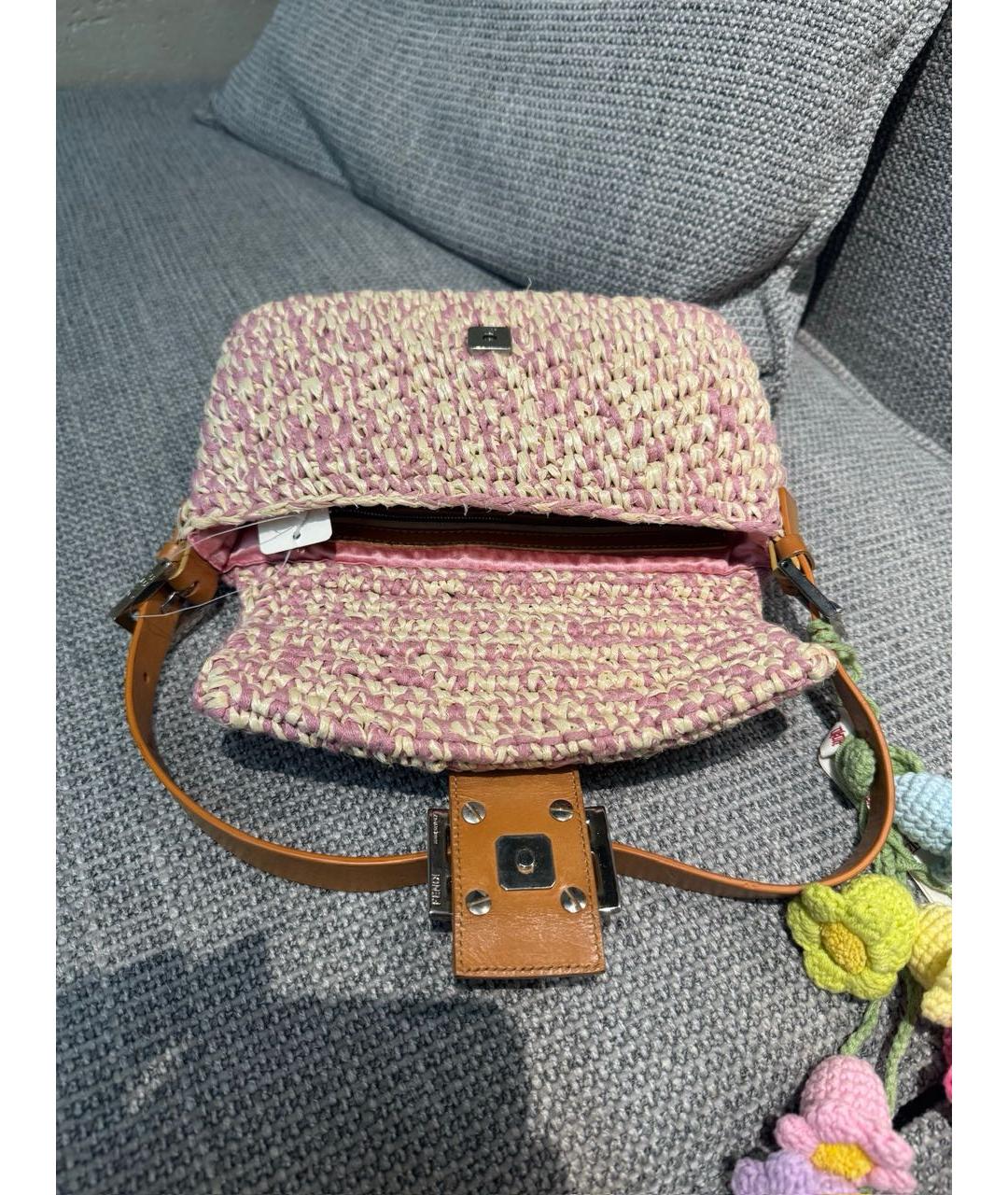 FENDI Розовая пелетеная сумка через плечо, фото 8