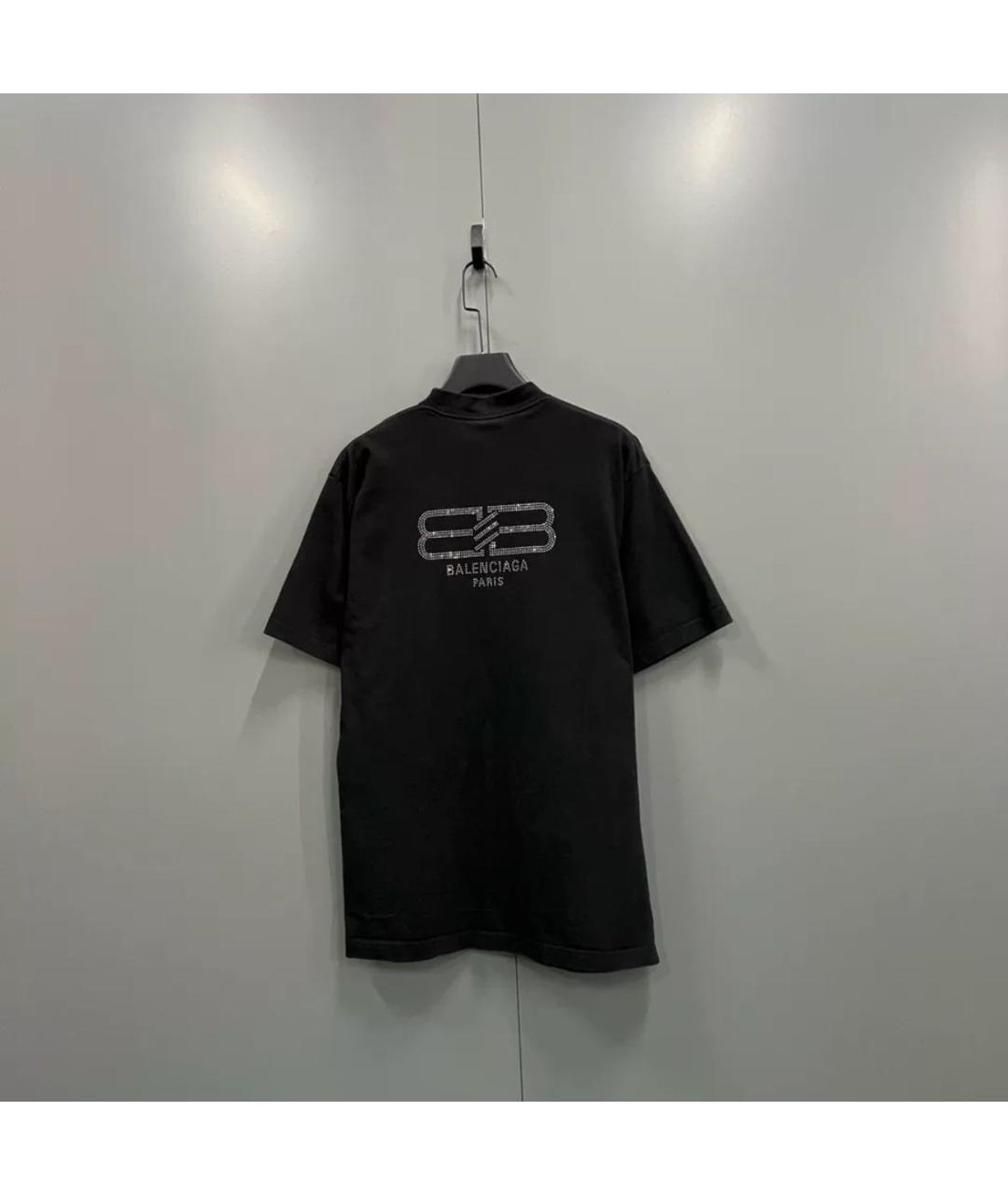 BALENCIAGA Черная хлопковая футболка, фото 2