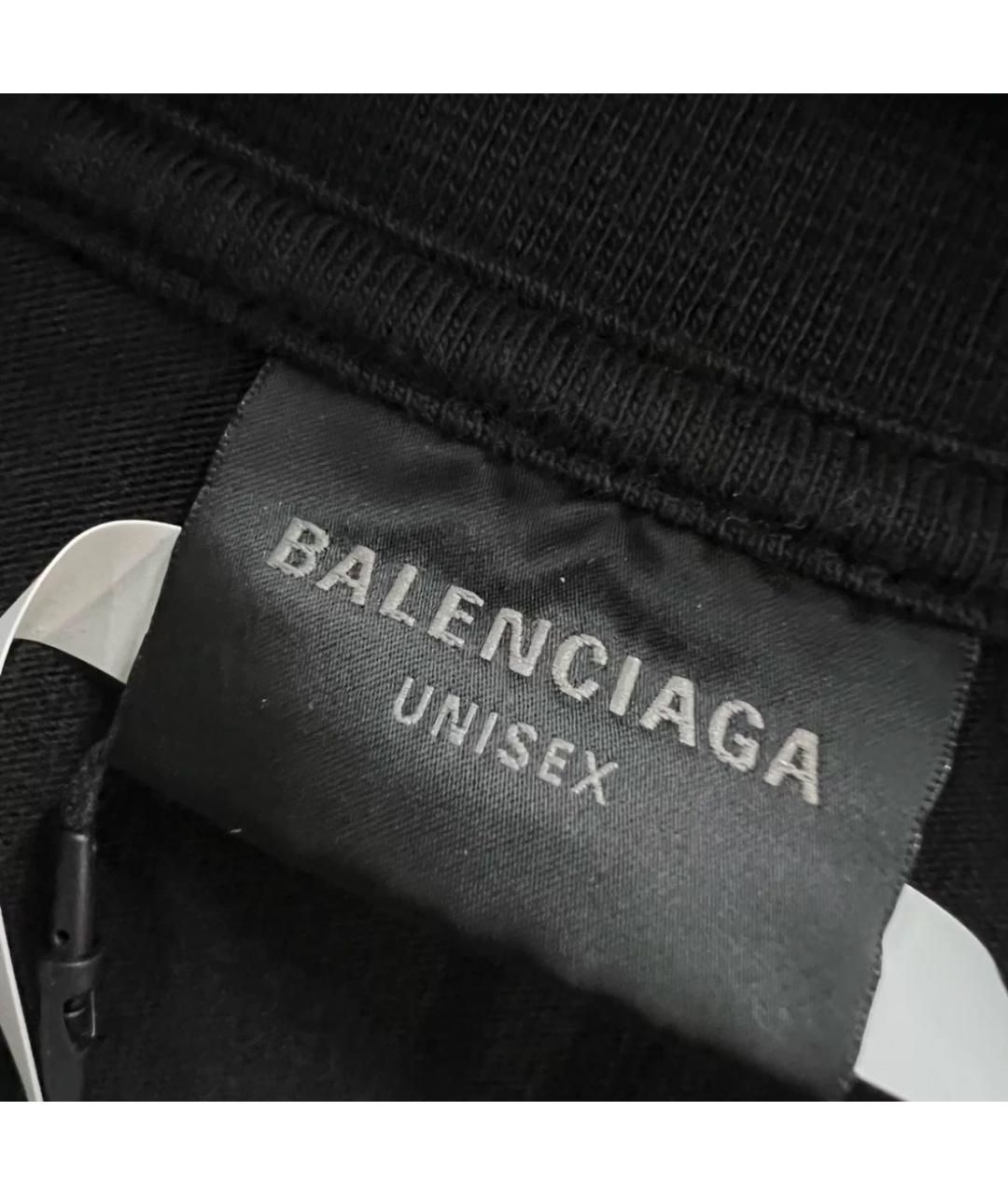 BALENCIAGA Черная хлопковая футболка, фото 4