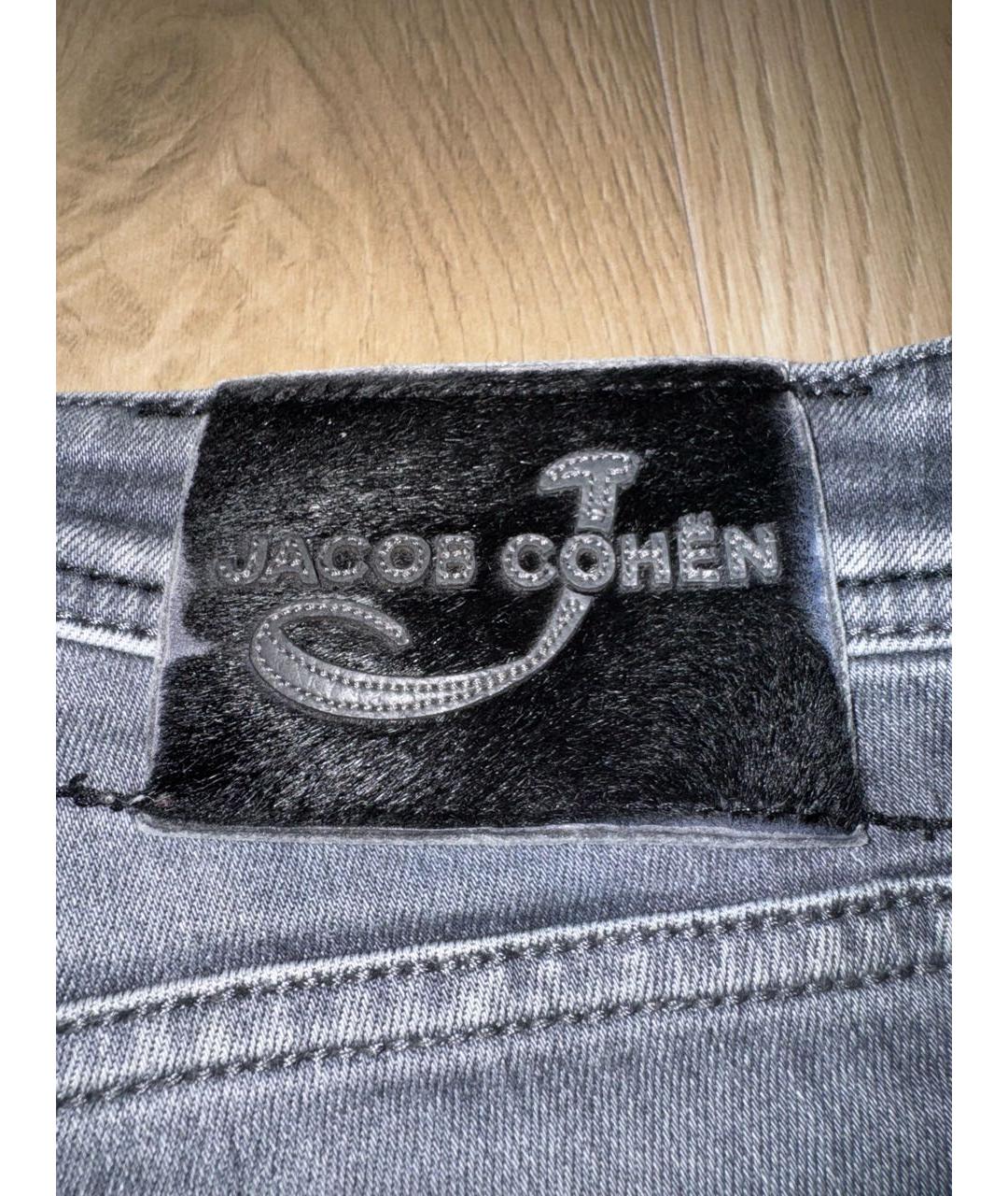 JACOB COHEN Серые хлопко-эластановые прямые джинсы, фото 3