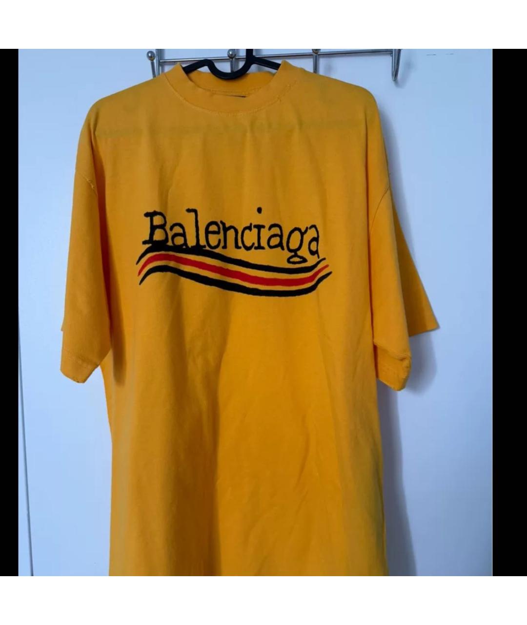 BALENCIAGA Желтая хлопковая футболка, фото 2