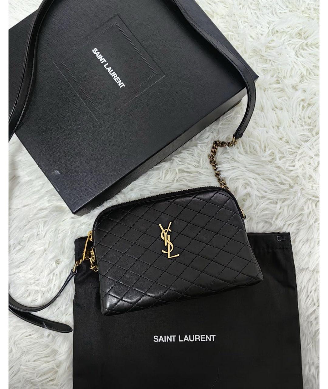 SAINT LAURENT Черная кожаная сумка через плечо, фото 4