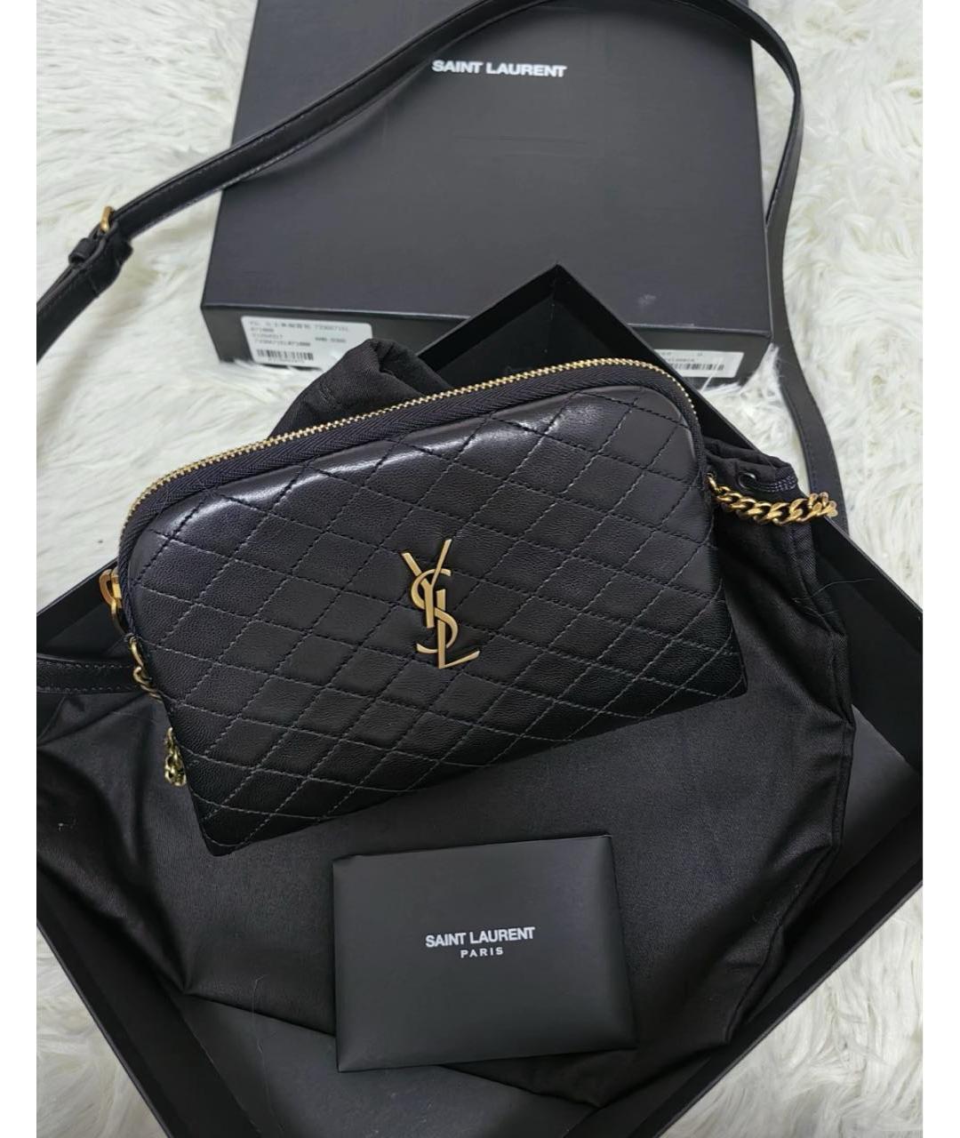 SAINT LAURENT Черная кожаная сумка через плечо, фото 3