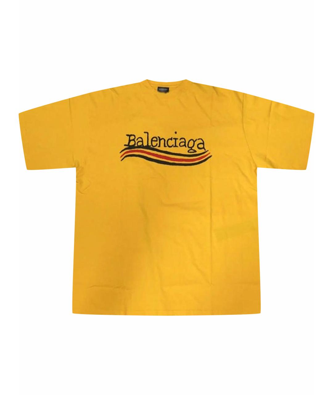 BALENCIAGA Желтая хлопковая футболка, фото 1