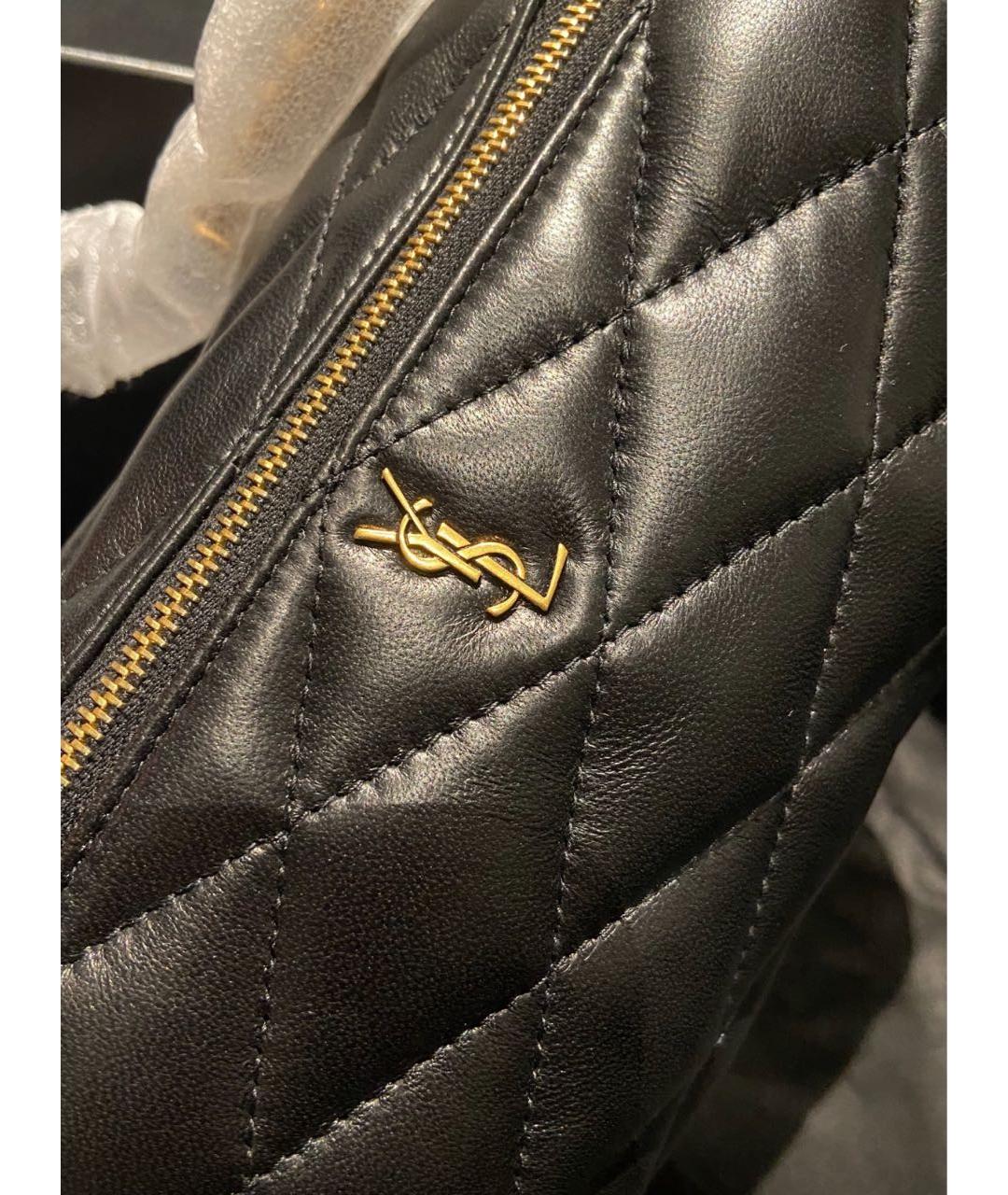 SAINT LAURENT Черная кожаная сумка с короткими ручками, фото 5