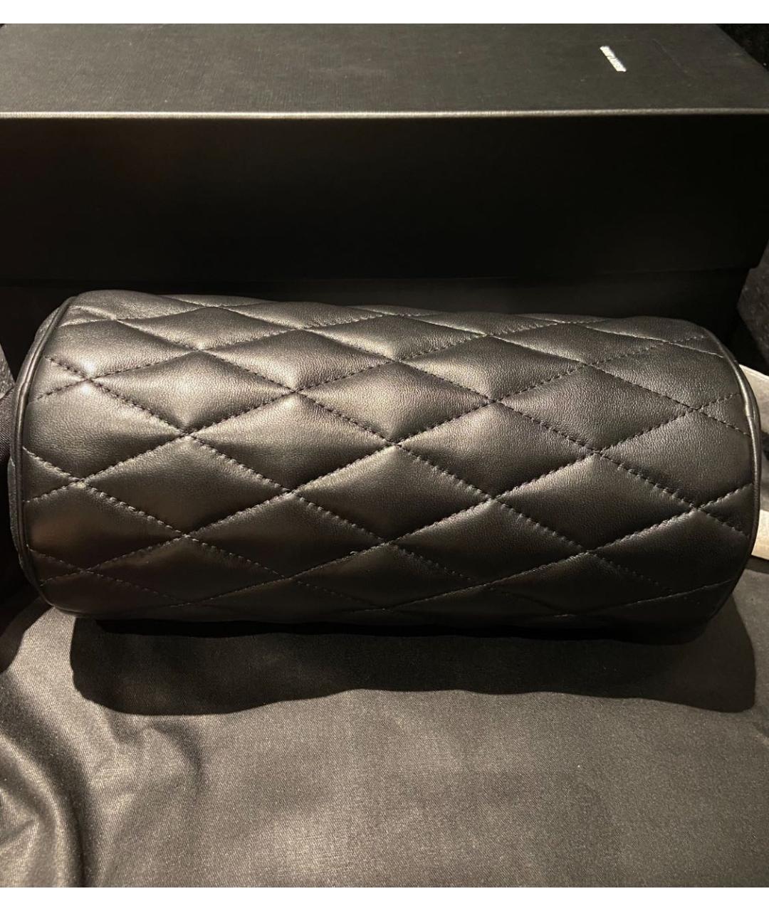 SAINT LAURENT Черная кожаная сумка с короткими ручками, фото 4