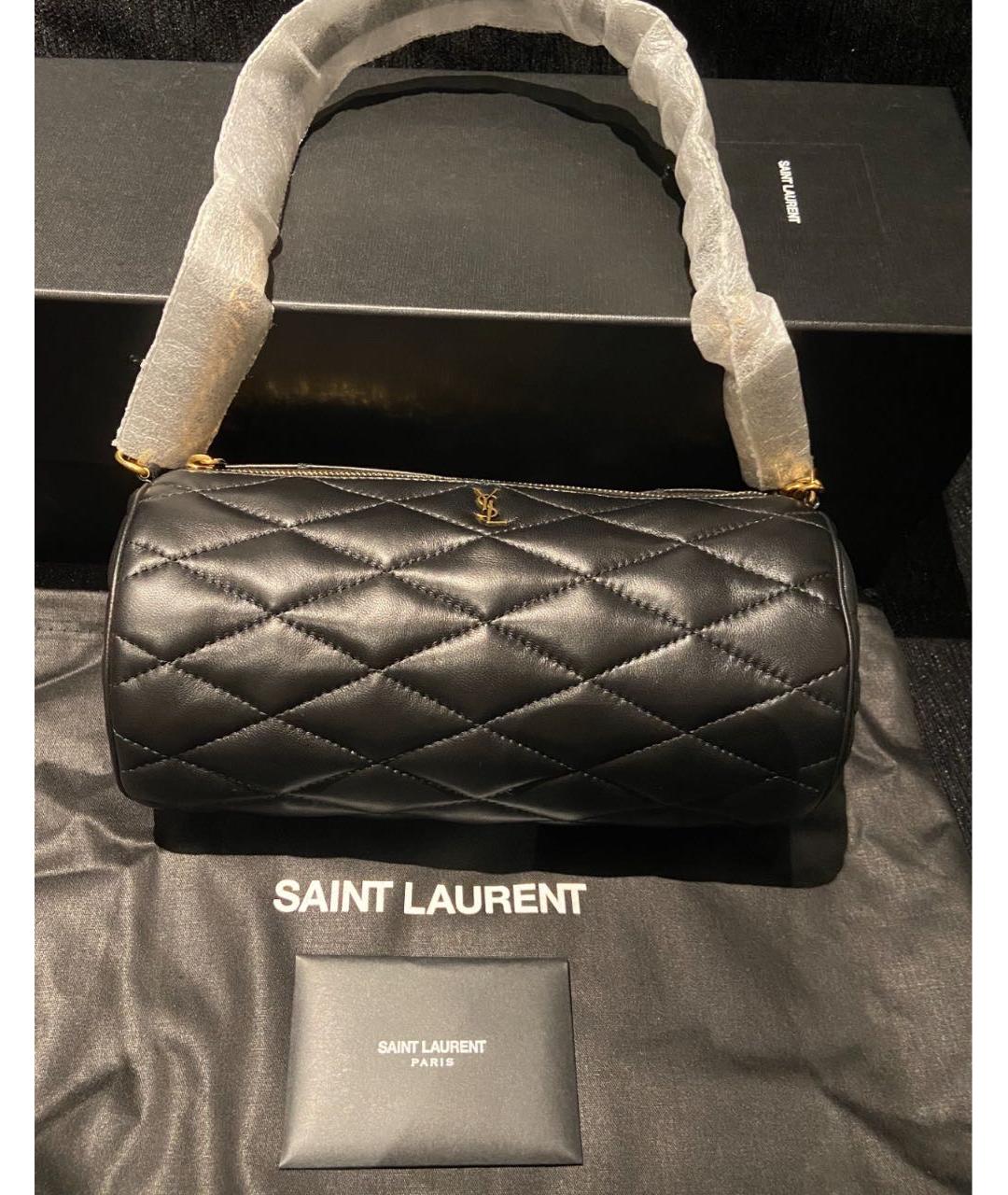 SAINT LAURENT Черная кожаная сумка с короткими ручками, фото 3