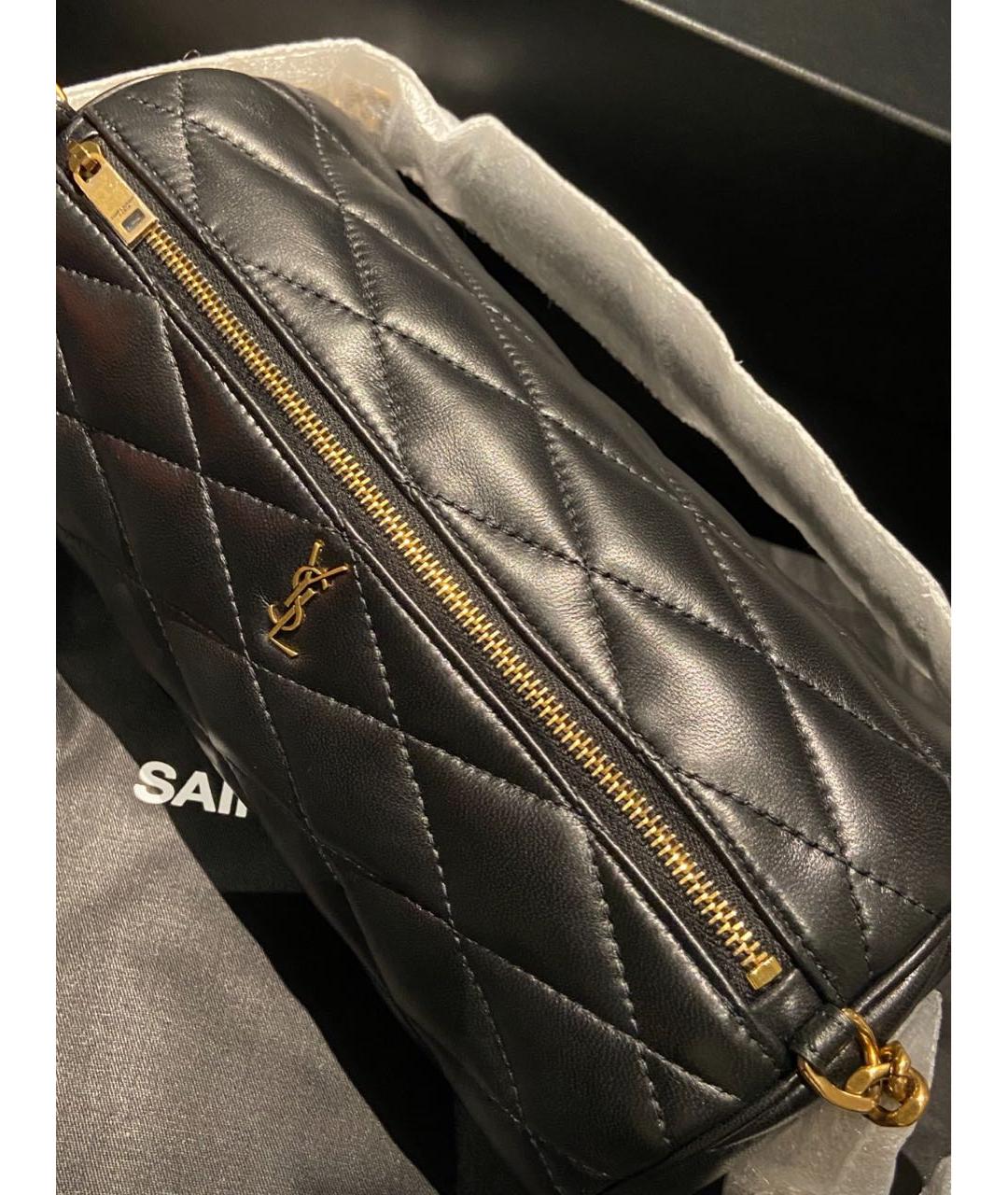 SAINT LAURENT Черная кожаная сумка с короткими ручками, фото 2