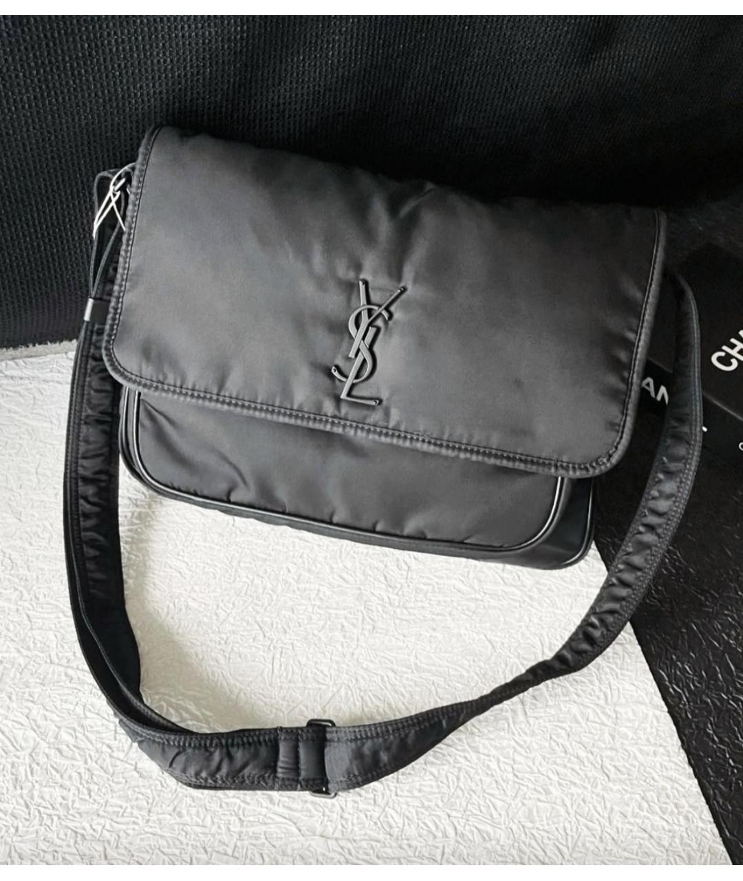 SAINT LAURENT Черная тканевая сумка на плечо, фото 2