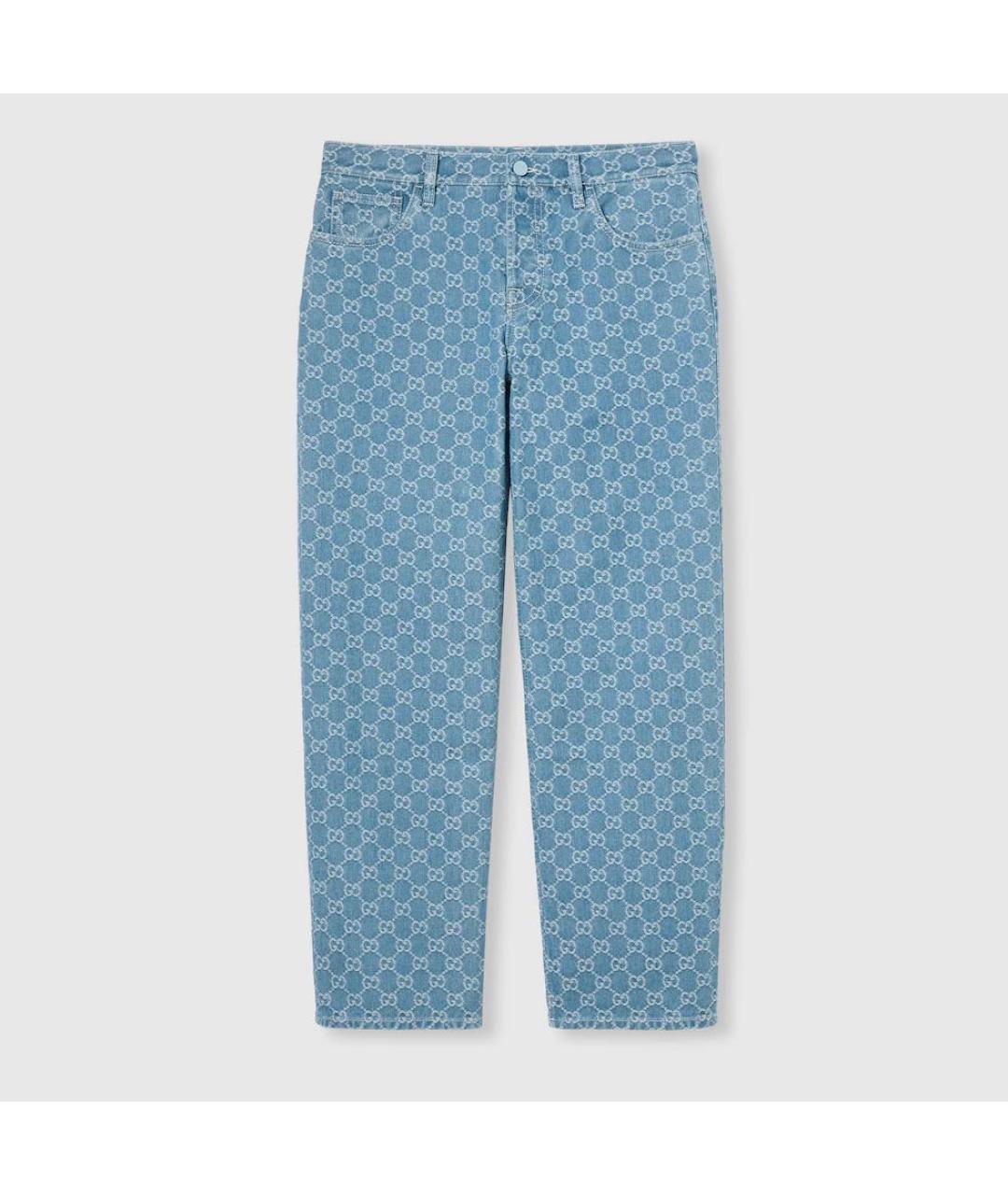 GUCCI Голубые хлопковые прямые джинсы, фото 9