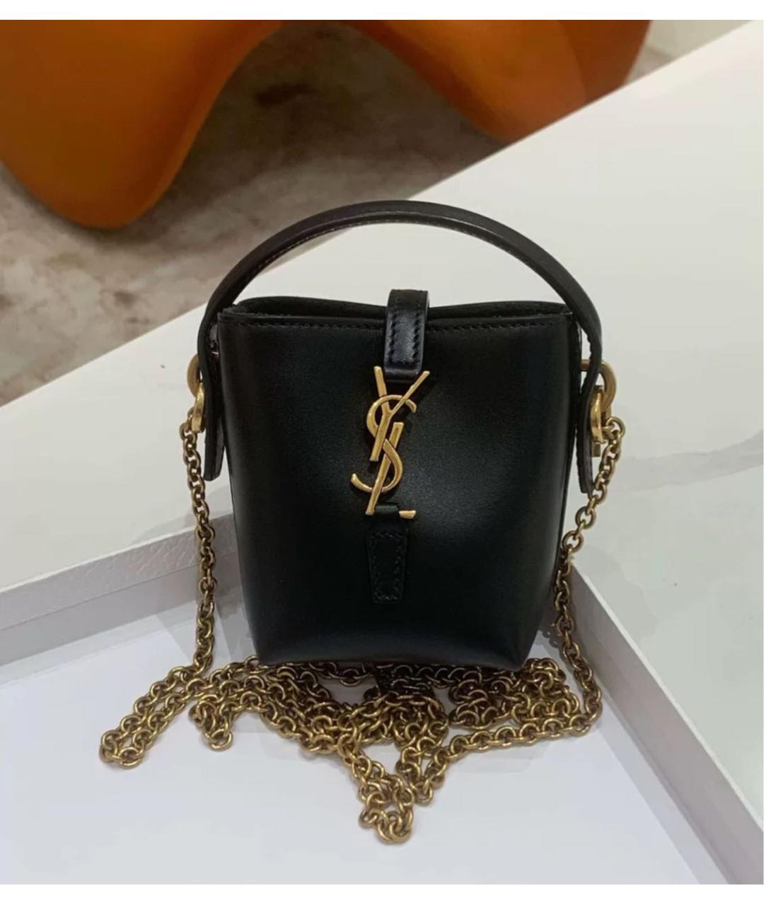 SAINT LAURENT Черная кожаная сумка через плечо, фото 2
