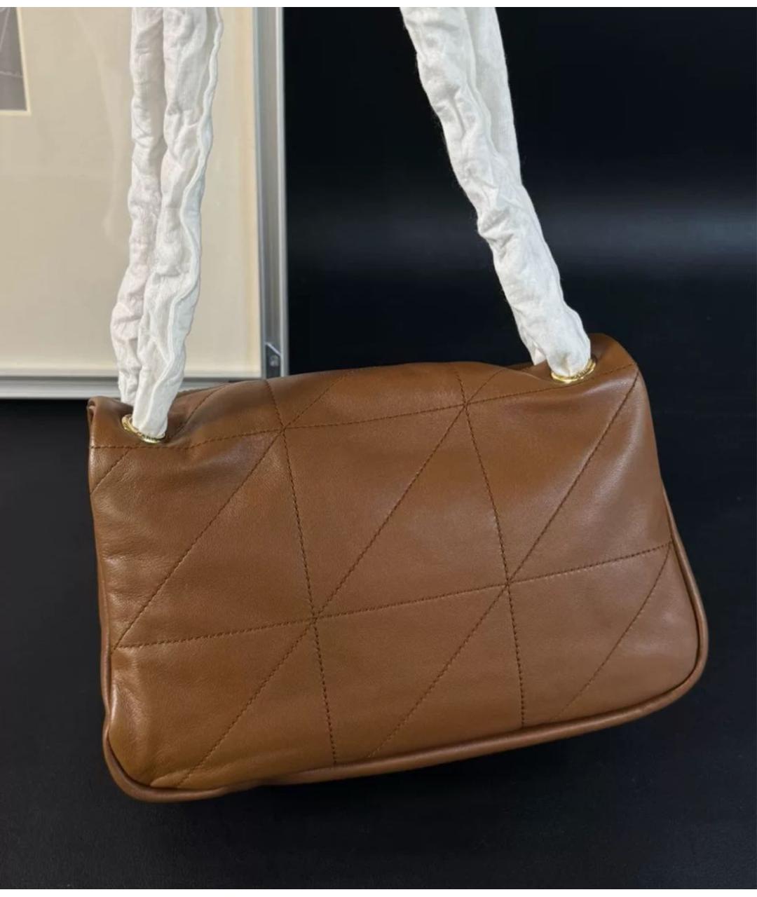 SAINT LAURENT Коричневая кожаная сумка через плечо, фото 3