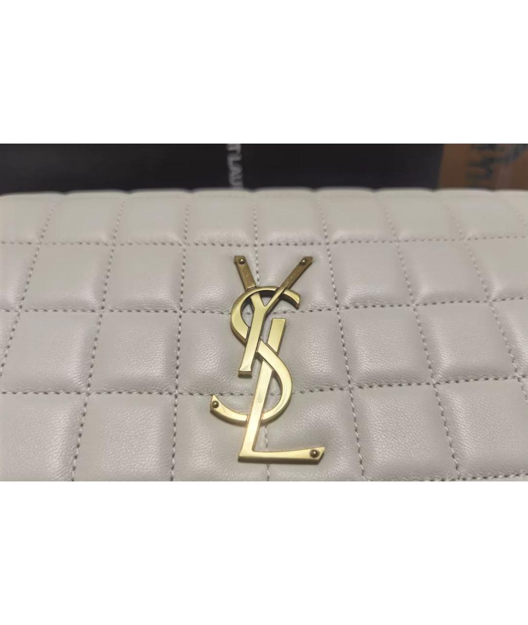 SAINT LAURENT Бежевая кожаная сумка через плечо, фото 4