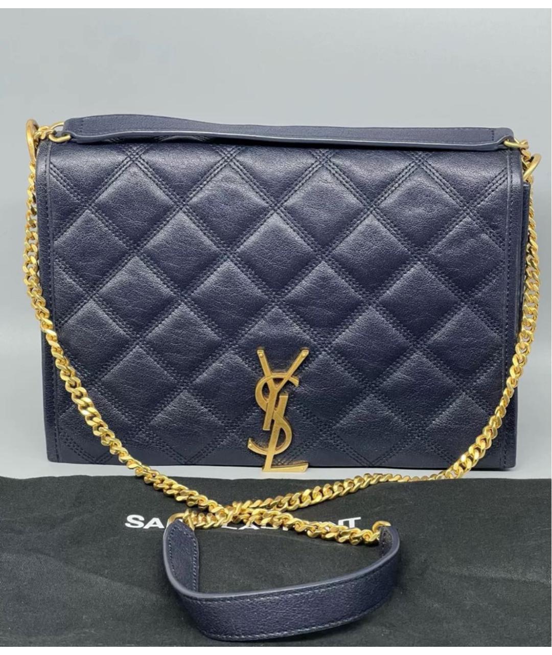 SAINT LAURENT Темно-синяя кожаная сумка через плечо, фото 2
