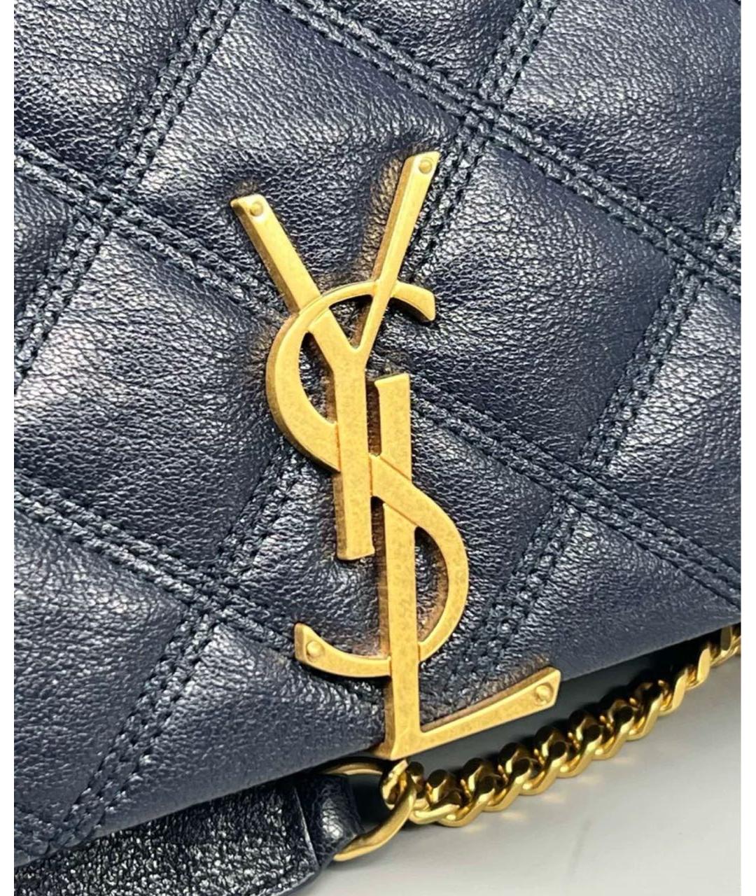 SAINT LAURENT Темно-синяя кожаная сумка через плечо, фото 4