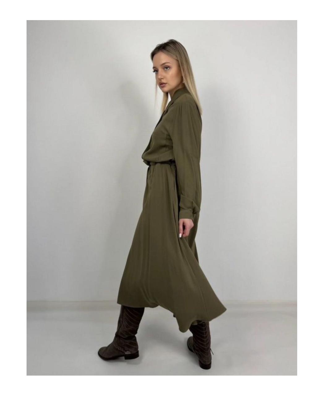 MAX MARA Зеленые вискозное повседневное платье, фото 6