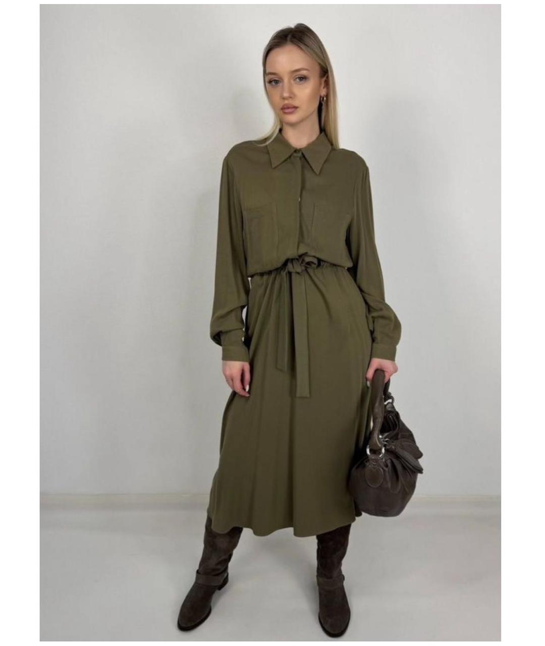 MAX MARA Зеленые вискозное повседневное платье, фото 7