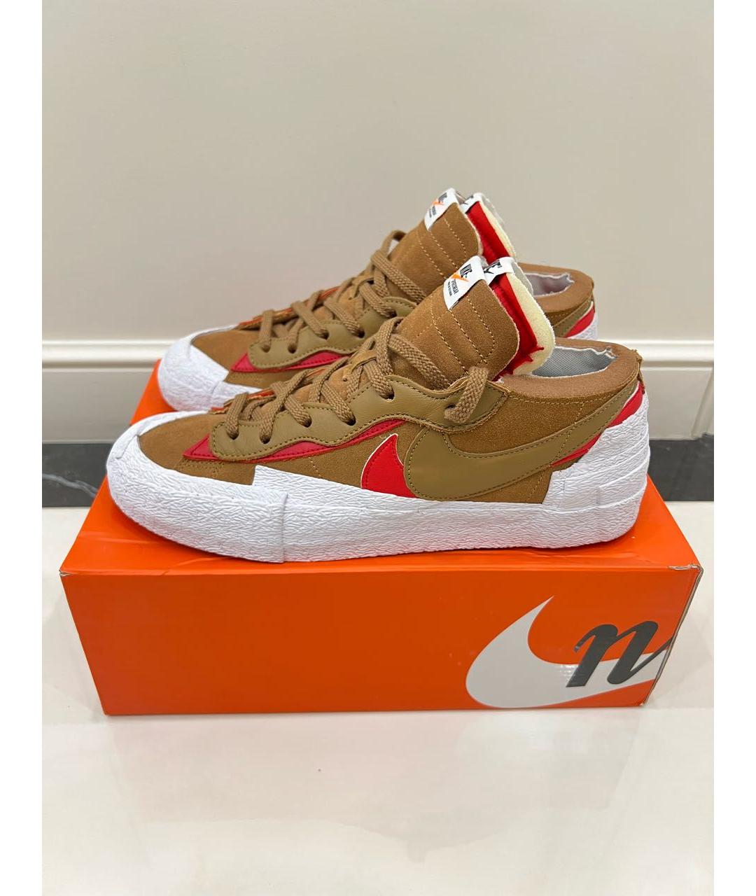 NIKE Коричневые замшевые низкие кроссовки / кеды, фото 8