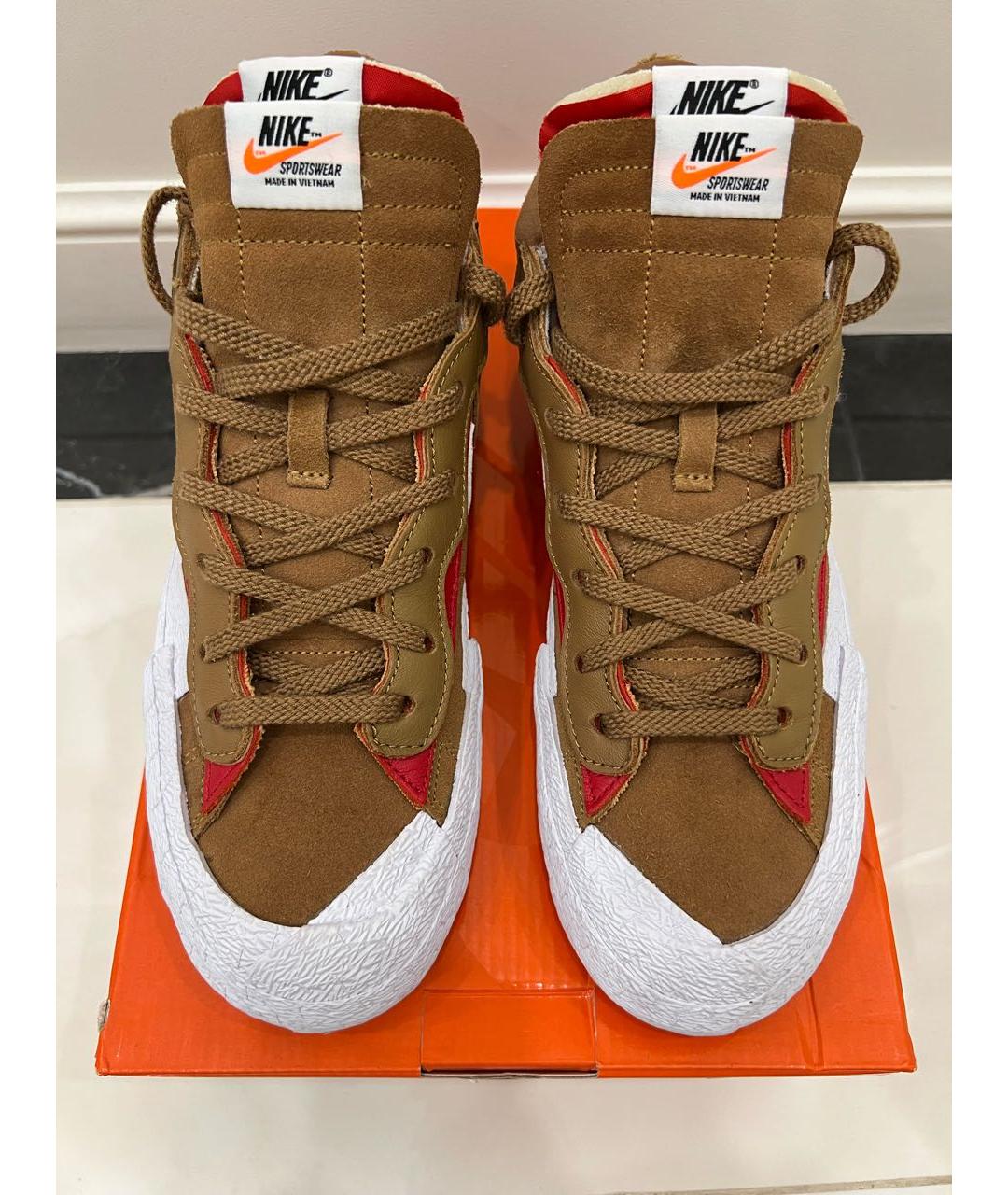 NIKE Коричневые замшевые низкие кроссовки / кеды, фото 5