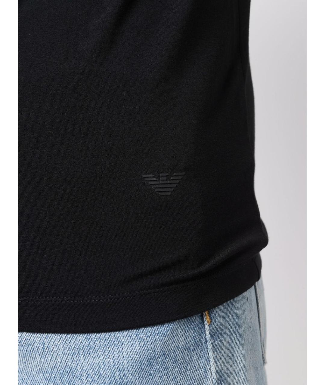 EMPORIO ARMANI Черная вискозная футболка, фото 3