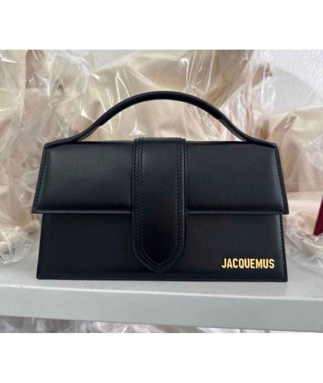 JACQUEMUS Черная кожаная сумка с короткими ручками, фото 7