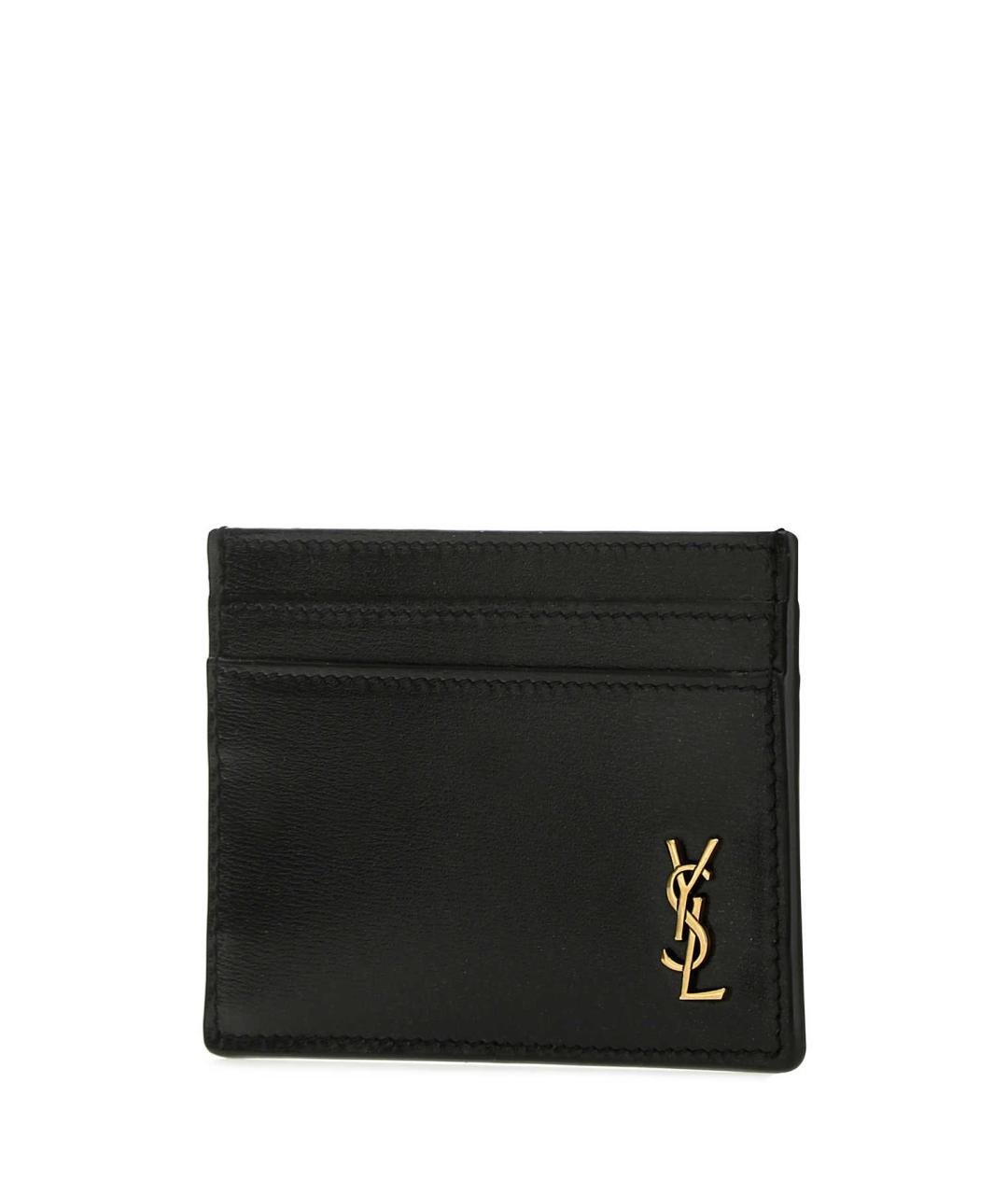 SAINT LAURENT Черный кожаный кардхолдер, фото 2