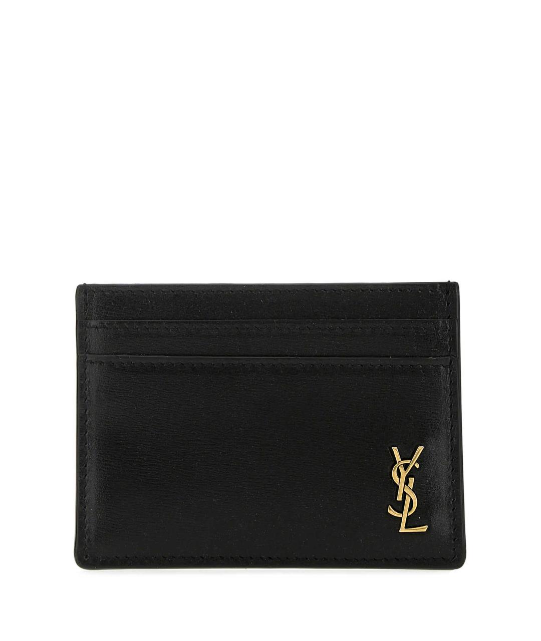 SAINT LAURENT Черный кожаный кардхолдер, фото 1