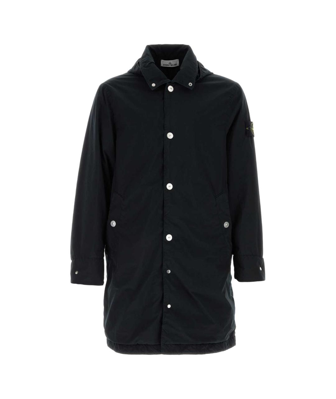STONE ISLAND Черное полиэстеровое пальто, фото 1