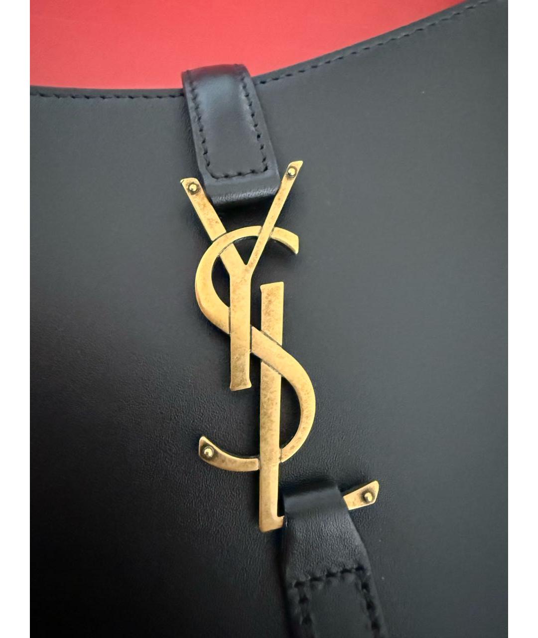SAINT LAURENT Черная кожаная сумка с короткими ручками, фото 7