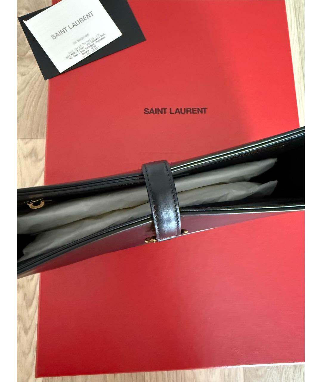 SAINT LAURENT Черная кожаная сумка с короткими ручками, фото 8