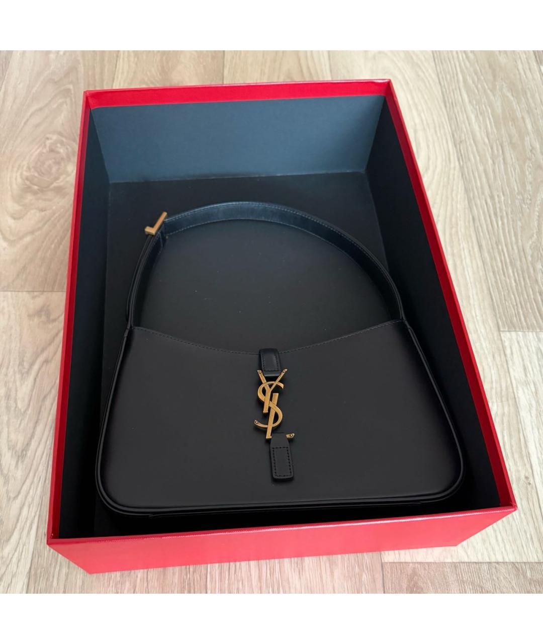 SAINT LAURENT Черная кожаная сумка с короткими ручками, фото 6