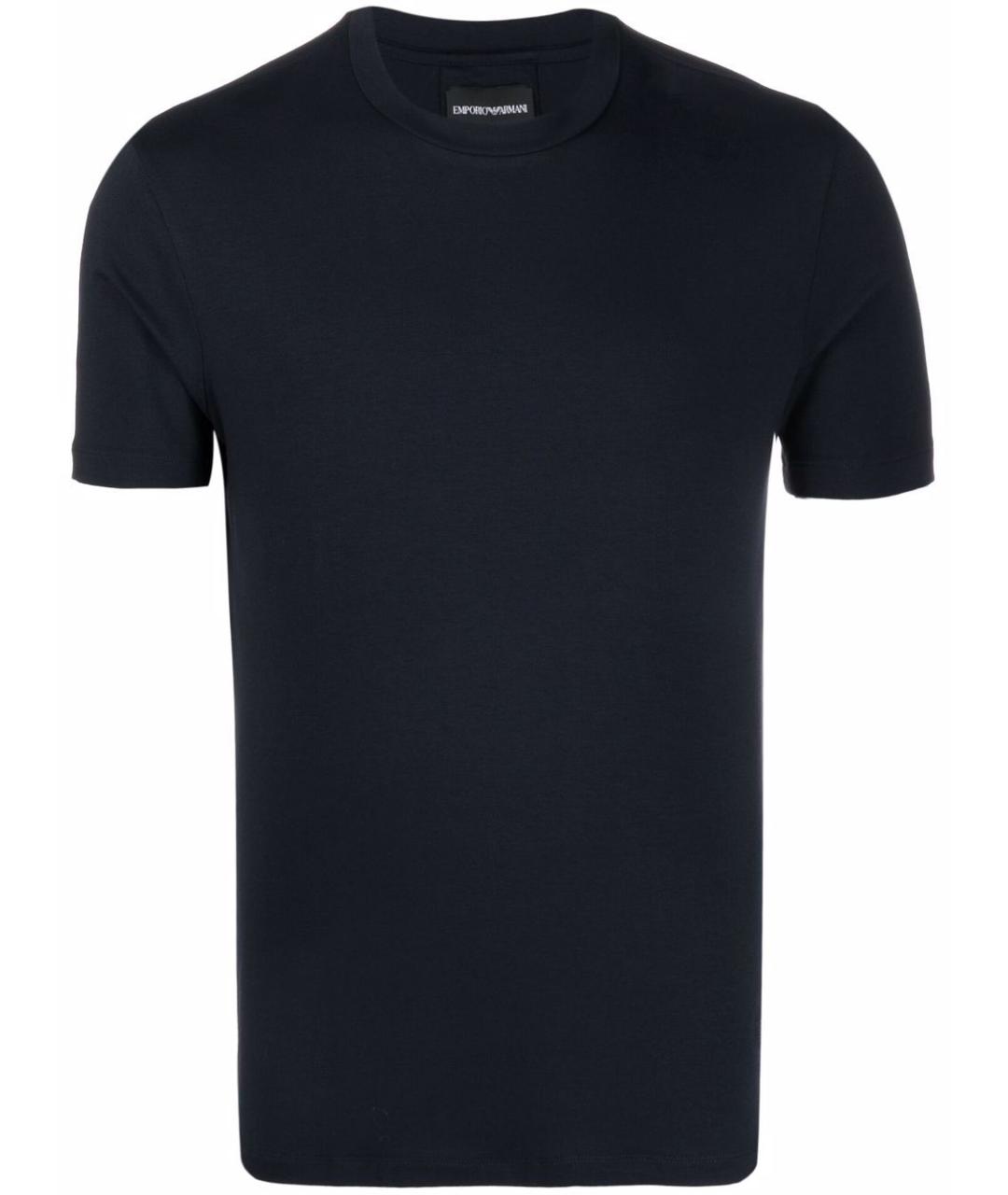 EMPORIO ARMANI Темно-синяя вискозная футболка, фото 1
