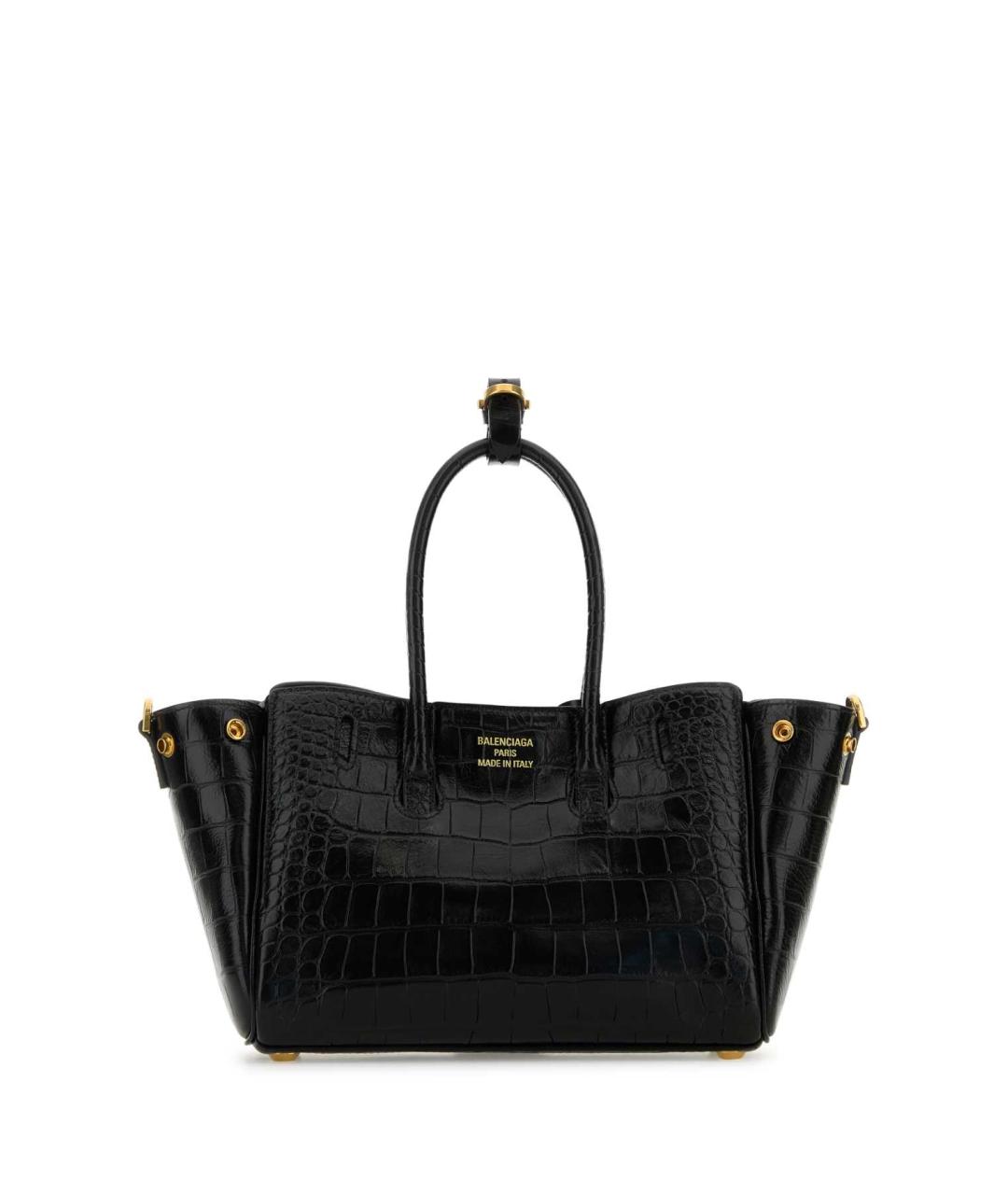 BALENCIAGA Черная кожаная сумка тоут, фото 3