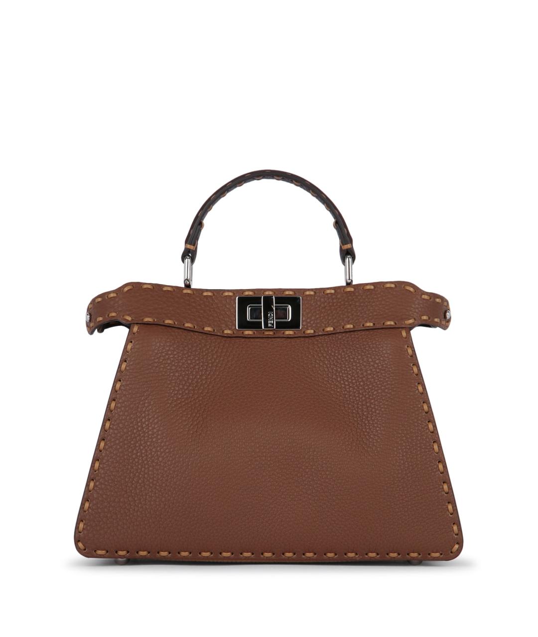 FENDI Коричневая кожаная сумка тоут, фото 1