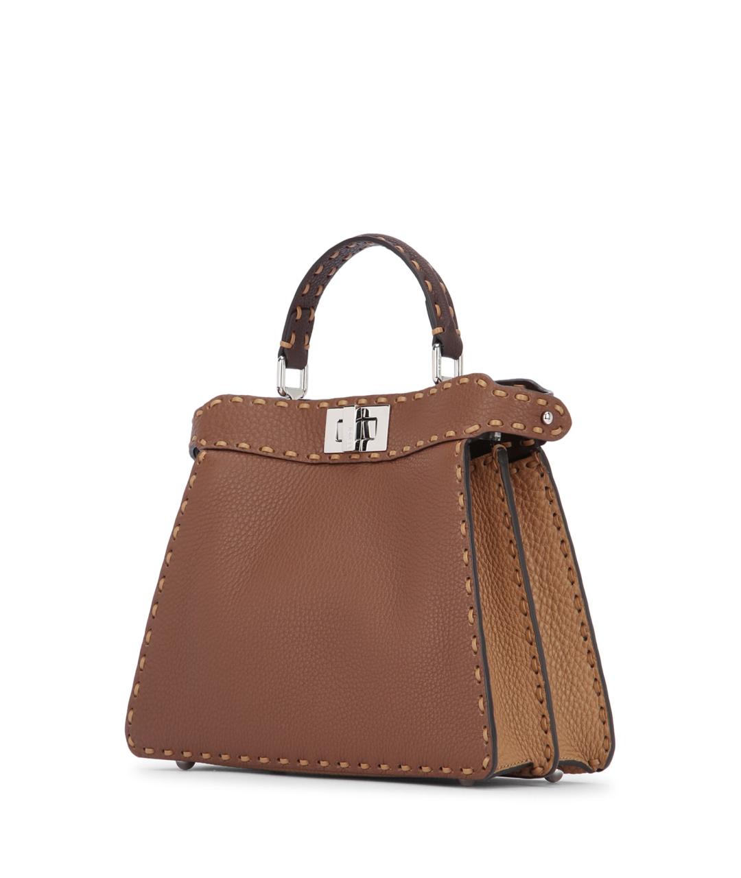 FENDI Коричневая кожаная сумка тоут, фото 2