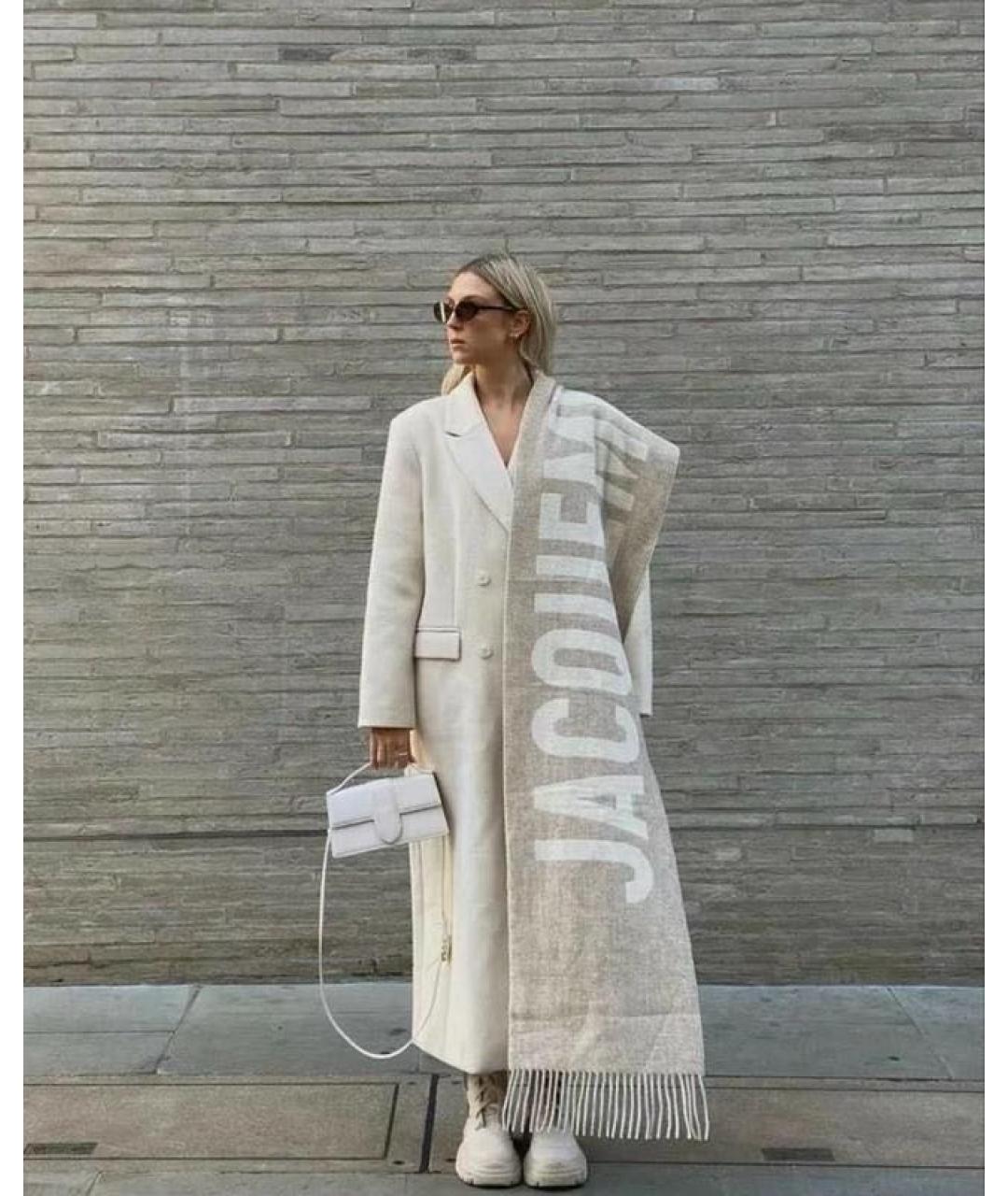 JACQUEMUS Бежевый шерстяной шарф, фото 4