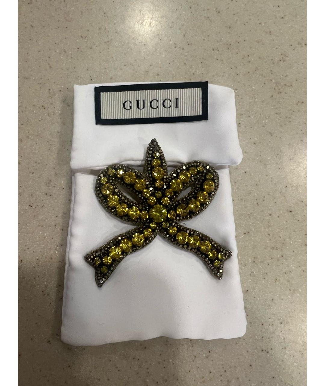 GUCCI Золотая латунная булавка / брошь, фото 3