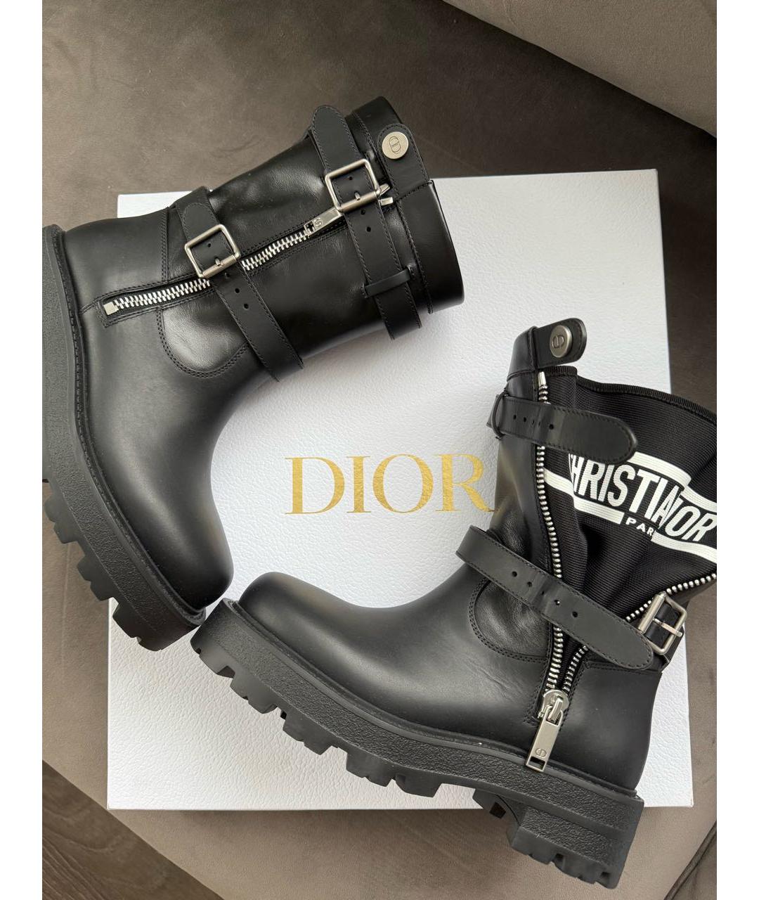 CHRISTIAN DIOR Черные кожаные ботинки, фото 5