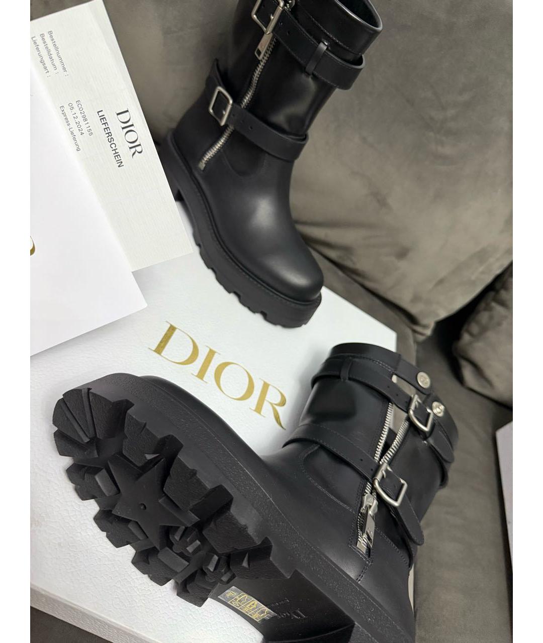 CHRISTIAN DIOR Черные кожаные ботинки, фото 6