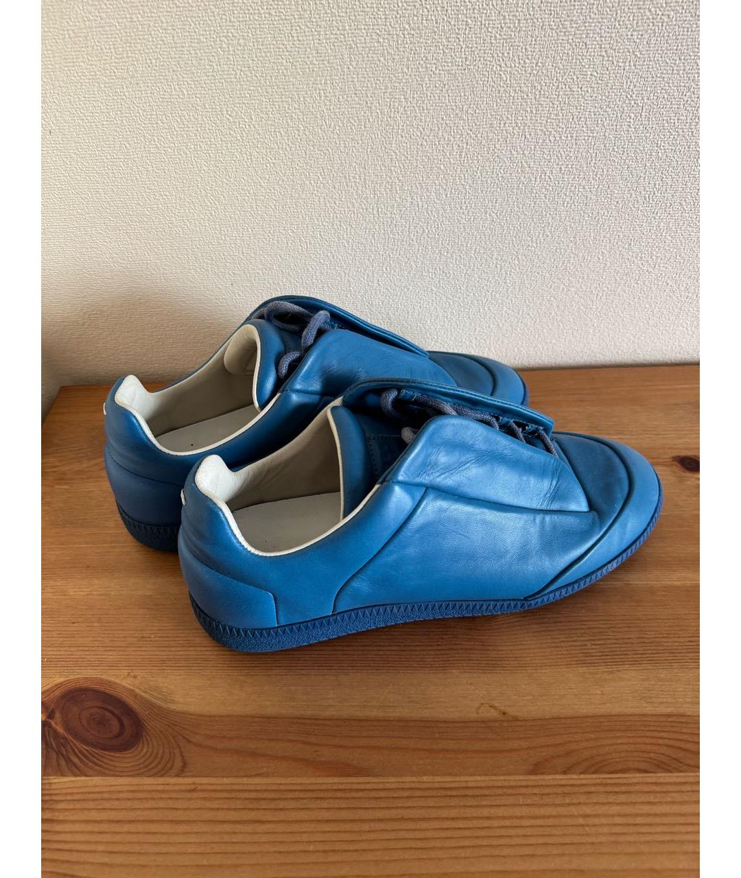 MAISON MARGIELA Синие кожаные кеды, фото 6