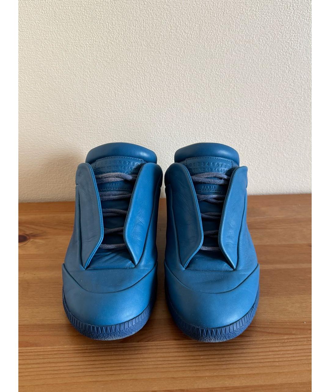 MAISON MARGIELA Синие кожаные кеды, фото 2