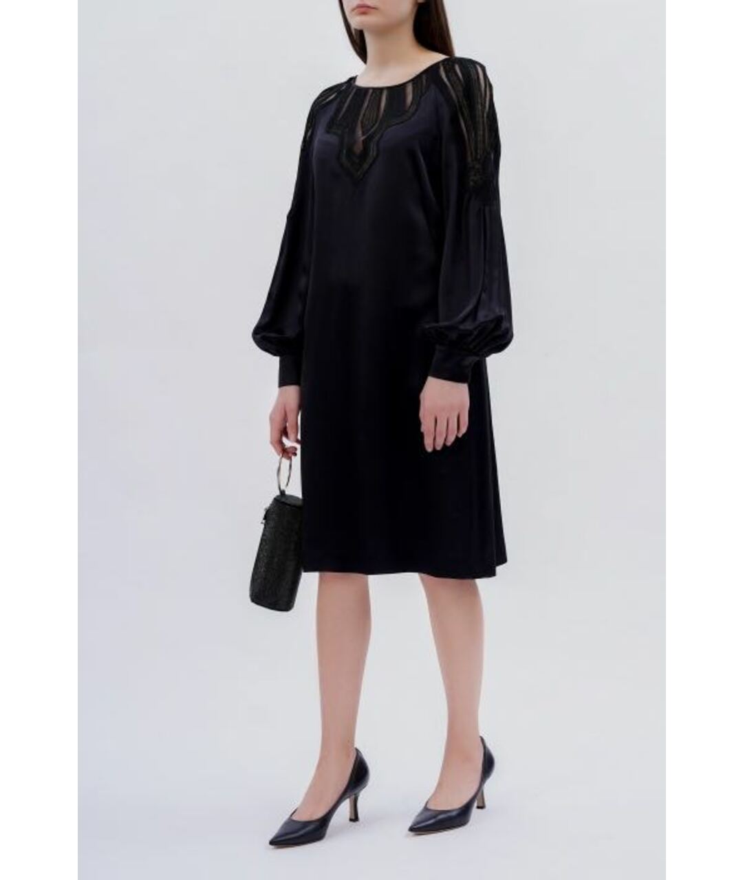 ALBERTA FERRETTI Черное шелковое коктейльное платье, фото 4