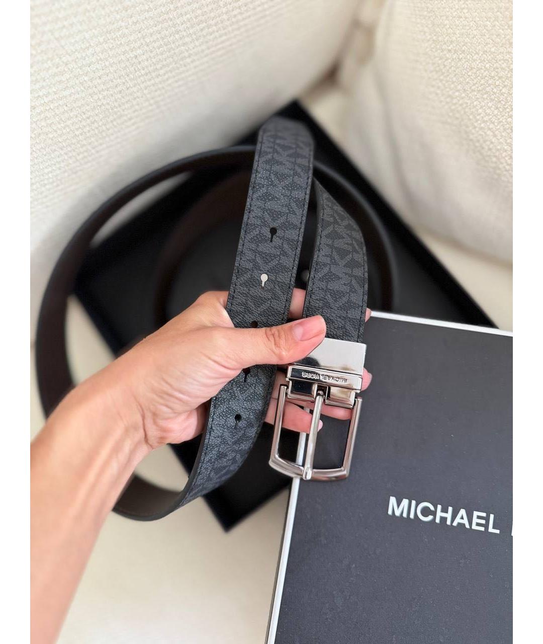 MICHAEL KORS Черный кожаный ремень, фото 3