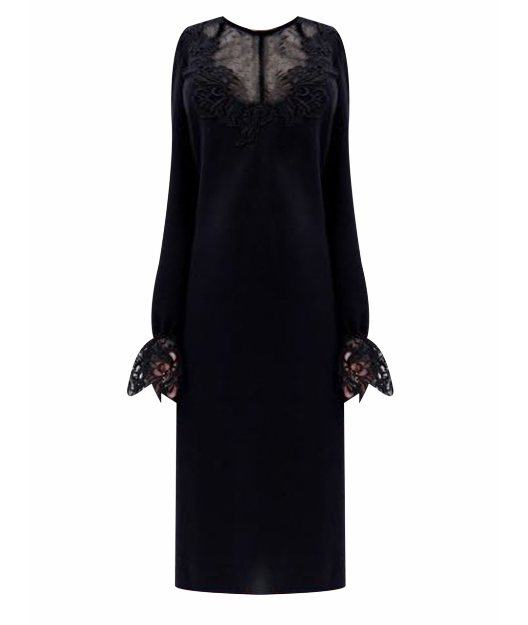 ALBERTA FERRETTI Черное шерстяное коктейльное платье, фото 1