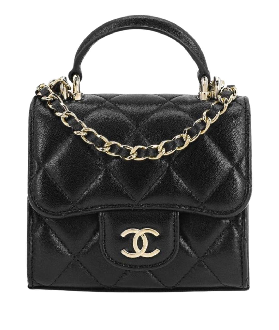 CHANEL Черная кожаная сумка с короткими ручками, фото 1