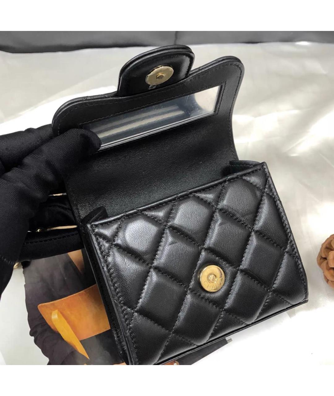 CHANEL Черная кожаная сумка с короткими ручками, фото 4